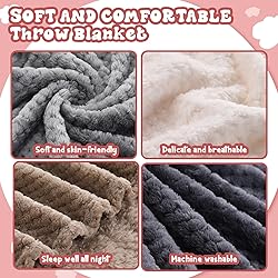 Newwiee 4 Pcs Flanne Fleece Throw Blanket for Bed