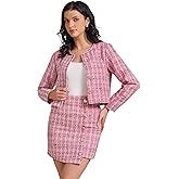 Allegra K Women's 2 Piece Skirt Sets Tweed Blazers Button Down Jacket Mini Skirt Set Business Casual Outfits 2025