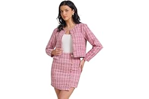 Allegra K Women's 2 Piece Skirt Sets Tweed Blazers Button Down Jacket Mini Skirt Set Business Casual Outfits 2025