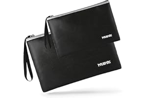 MUBYE Fireproof Waterproof Money Document Bag - 2 Pack Safe Zipper Bags with Reflective Strip, Fire & Water Proof Storage Organizer Pouch for A4,File,Cash,Passport,Table(13.4" x 9.8" and 10.6" x 6.7")