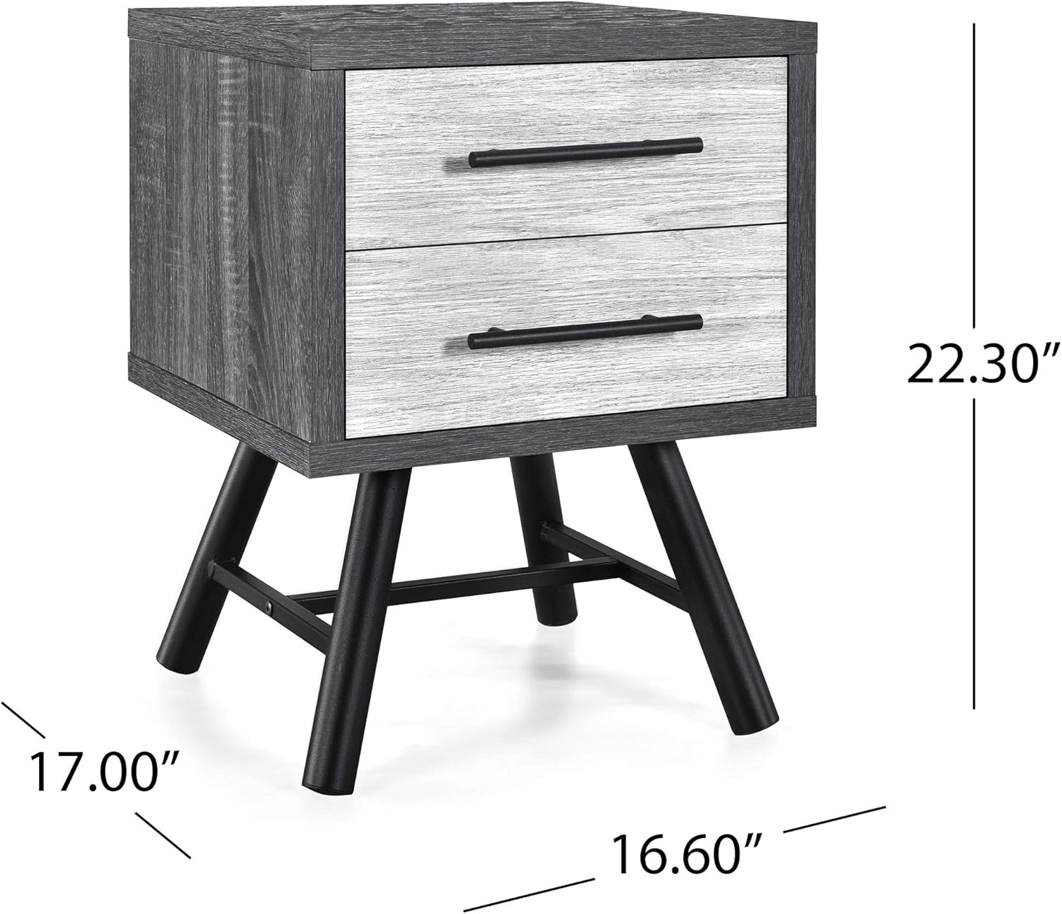 Christopher Knight Home Harrison Mid-Century Modern Nightstand, Sonoma Gray Oak + Gray Oak + Black: Kitchen & Dining