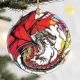 Christmas Ornaments, Dodosky 2.8in Ceramic Xmas Decor, Christmas Tree Ornaments, Xmas Decorations for Tree, Holiday Ornament, Gift Ideas, Dragon Gifts, Gifts for Women, Men, Dragon Lovers