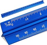 SZXMDKH 30cm Triangular Scale Ruler Metal 6 Scales Architect Engineer Blue view 1