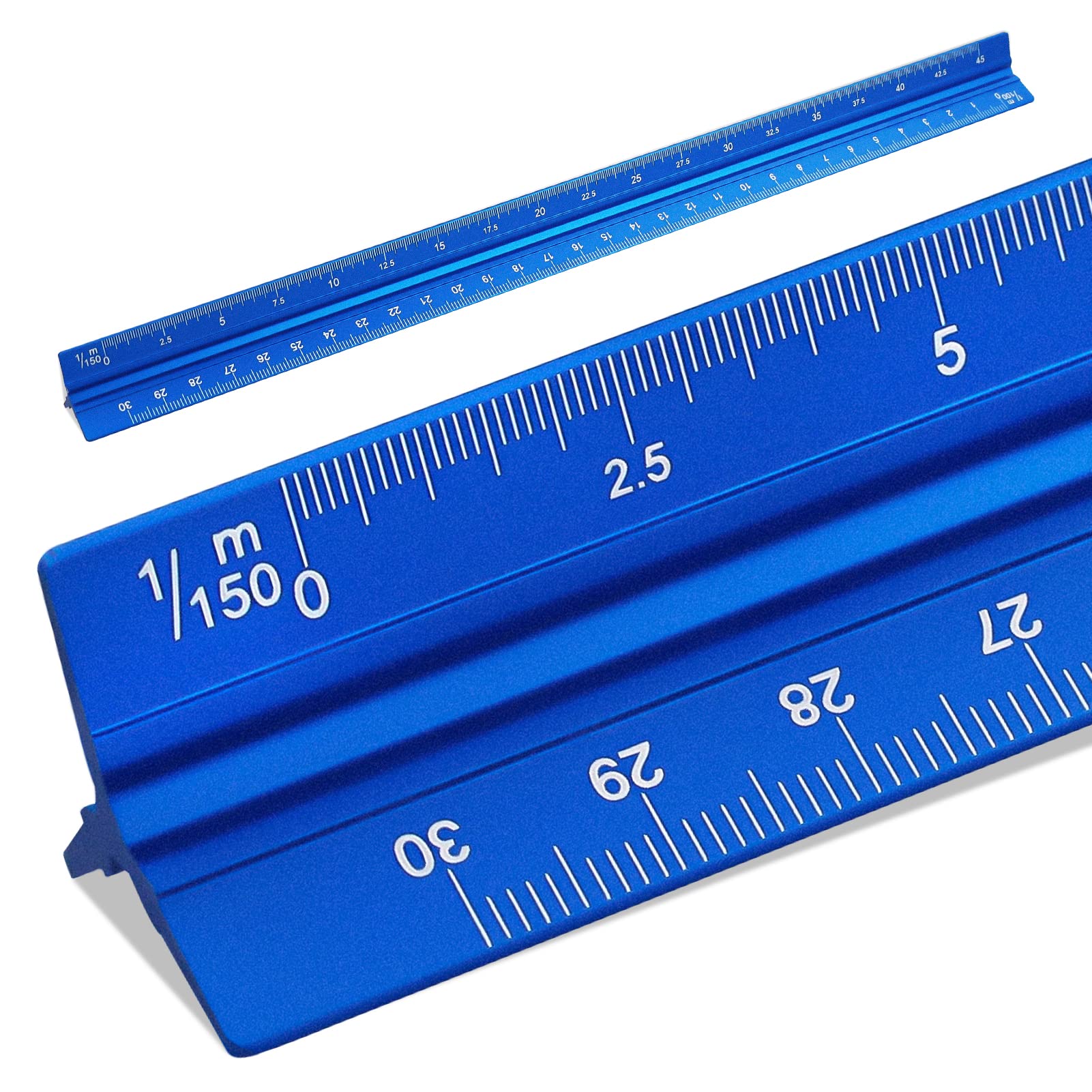 SZXMDKH 30cm Triangular Scale Ruler, Metal Ruler for Architects, 1/20, 1/25, 1/50, 1/75, 1/100, 1/150 (Blue) — image 1