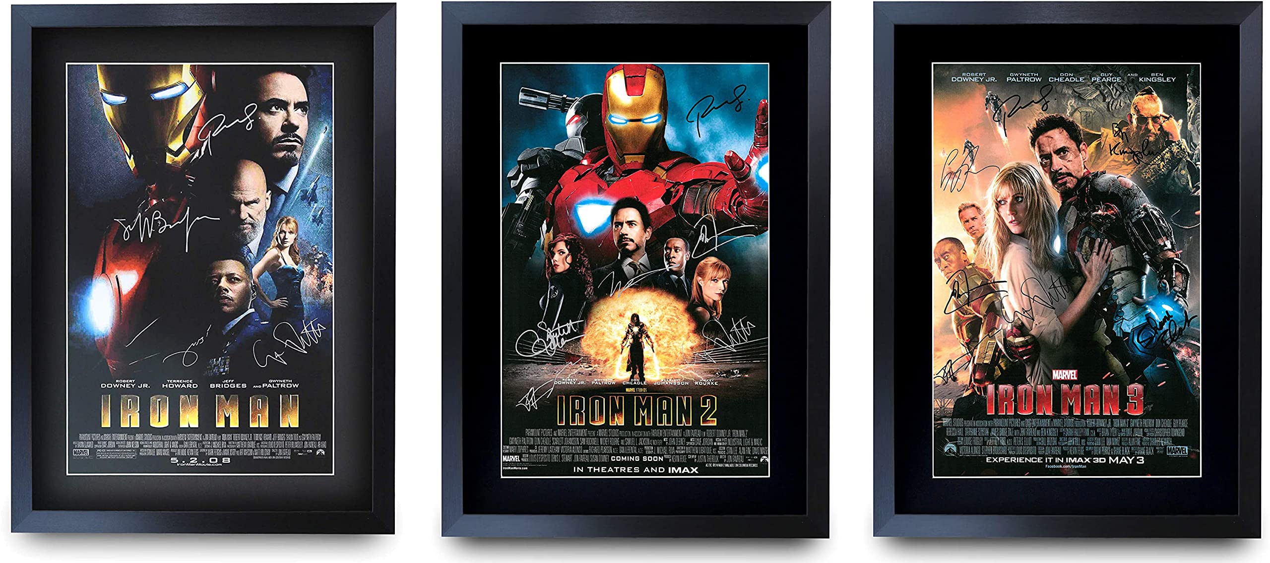 HWC Trading A3 FR Ironman Movie Poster Collection with Robert Downey Jr Terrence Howard Gwyneth Paltrow Jeff Bridges Signed Printed Autograph Film Gifts Print Photo Picture Display