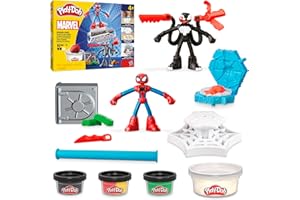 Play-Doh Marvel Spider-Man Launch & Slice Battle Playset with 2 Bendy Action Figures and 7 Accessories, Imagination Toys for 