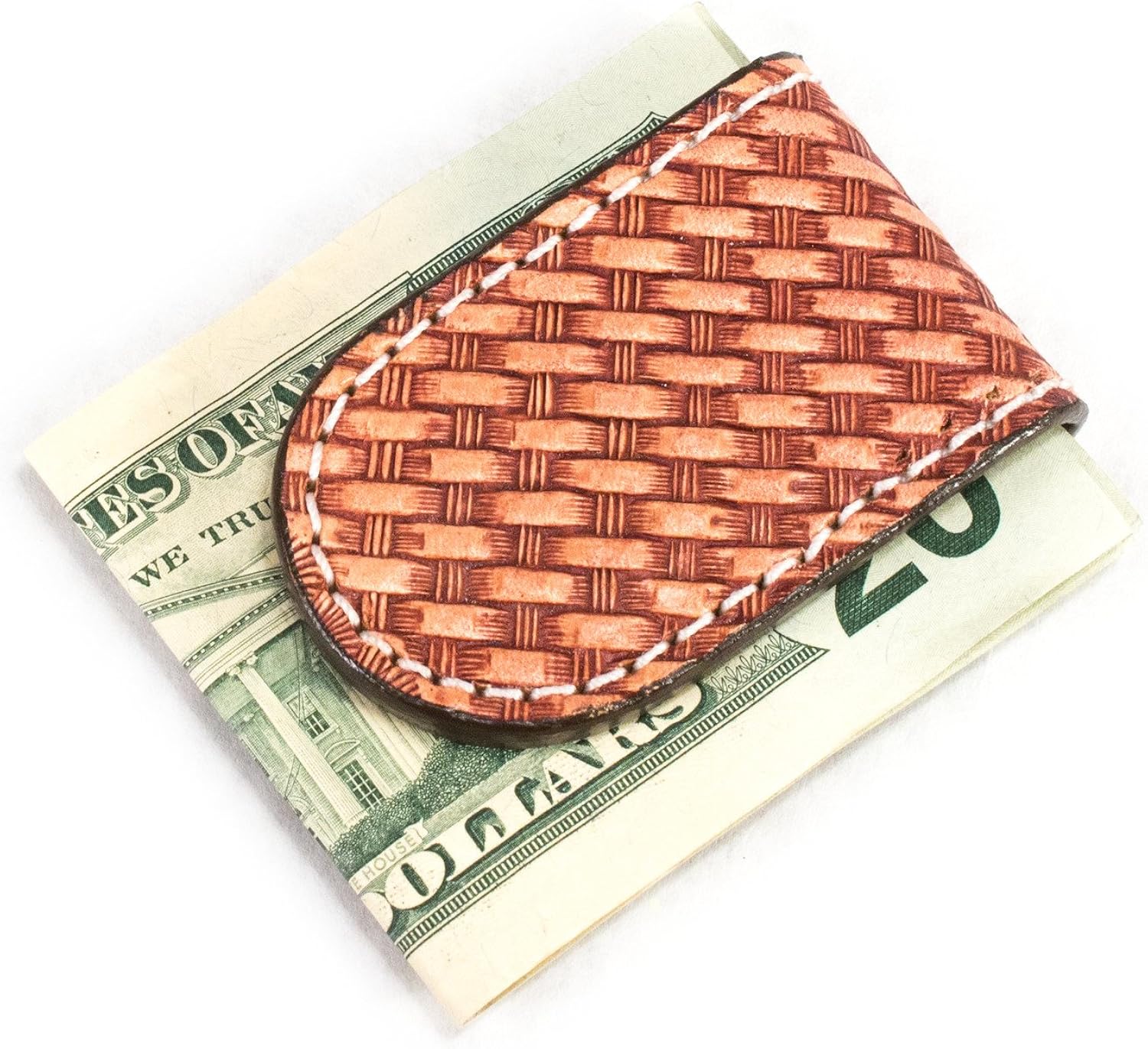 Genuine Leather Basketweave Money Clip With Strong Rare Earth at Amazon Men’s