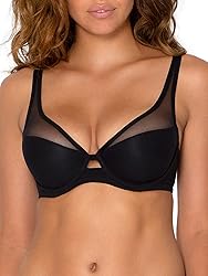 Smart & Sexy womens Mesh Plunge Bra, Black Hue