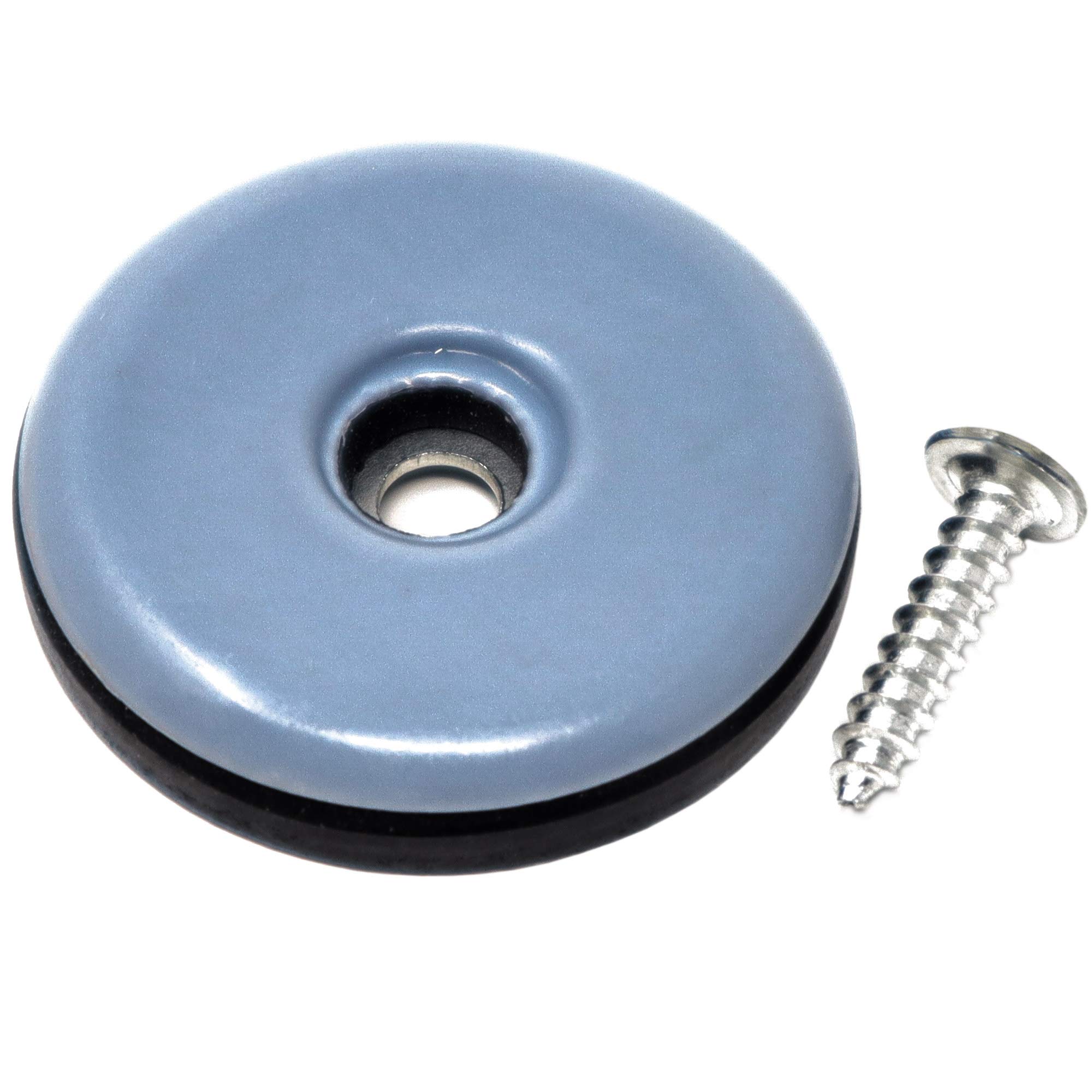 Adsamm® / 16 x PTFE Sliders with screws | Ø 1,5'' (Ø 38 mm) | grey-blue | round | Premium quality furniture sliders with screw by Adsamm®