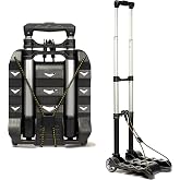 RMS Folding Luggage Cart (Black) | Lightweight Aluminum Collapsible and Portable Fold Up Dolly for Travel, Moving and Office Use