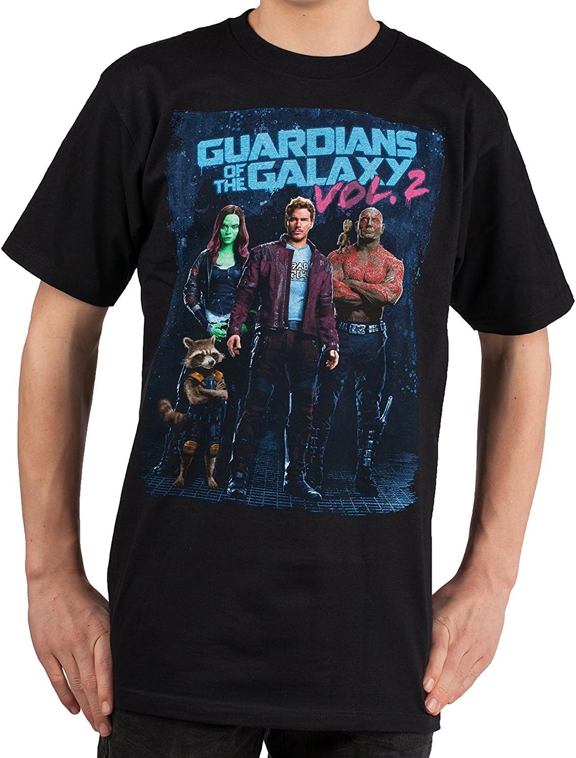 Guardians Of The Galaxy Vol. 2 Lineup Poster T-shirt (Extra Large , Black)