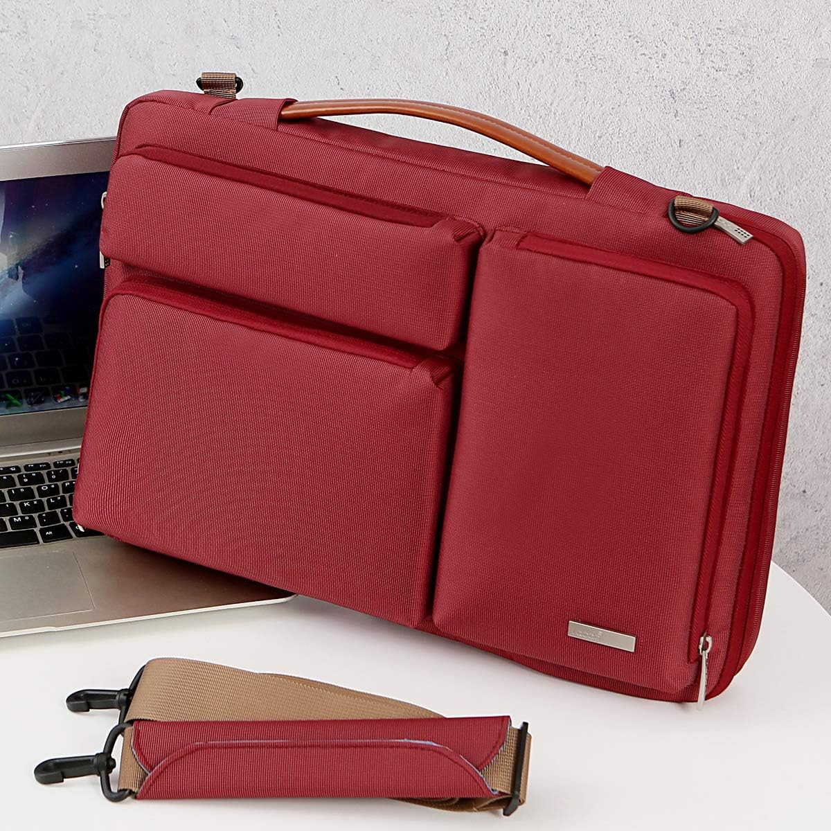 Lacdo 15.6 Inch Laptop Messenger Shoulder Bag, 360° Protective Sleeve Carrying Case Compatible 15-15.6 Acer Aspire 5, Predator Helios, Chromebook, HP Pavilion, ASUS, Notebook Water Repellent, Red: Computers & Accessories