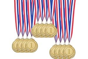 ABAOKAI 12 Pieces Gold Medals for Award,1st Winner Medals for Sports, Competitions, Party, Spelling Bees, Olympic Style, 2 Inches