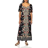 Angie Womens Angie Women's Flare Sleeves V-Cut Maxi Dress