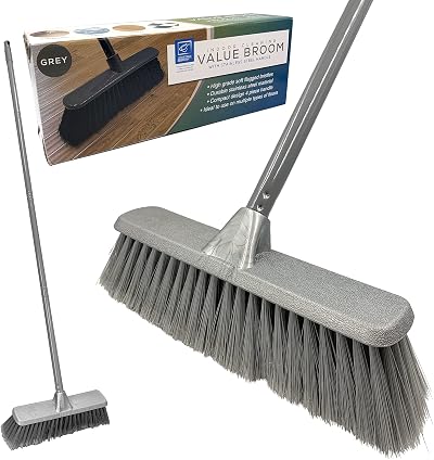 TDBS Soft Indoor Broom Grey 120cm with Multi Section Handle and Flagged Bristles