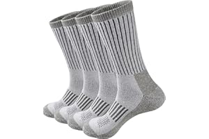 ECOEY Men's Merino Wool Cushioned Hiking Trekking Crew Socks 4 Pairs, Middle Calf Length with Moisture Wicking