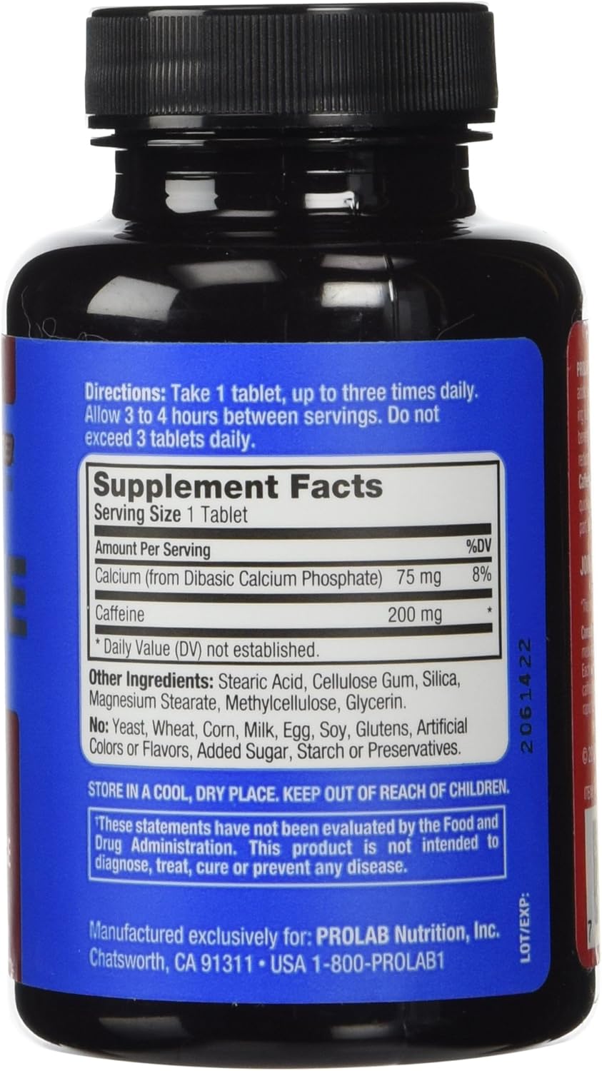 Prolab Caffeine Tablets 100 Count (Pack of 1): Health & Personal Care
