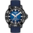 Tissot Mens Seastar 2000 Professional Powermatic 80 316L Stainless Steel case with Black PVD Coating Automatic Watch, Blue/Black, Rubber, 22 (T1206073704100)