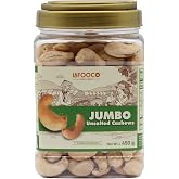 LAFOOCO Jumbo Unsalted Cashews 15.87 oz, Dry Roasted Extra Large Nuts Jar | Extra large whole cashews dry roasted without oil or salt added. Premium Vietnamese nuts in an oval gift jar.