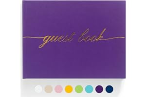 ZICPERY Elegant Wedding Guest Book - Perfect for Wedding Receptions, Baby Showers, Birthdays and Special Events - Polaroid Guest Book with 110 Lined Pages for Sign-in and Photos -Hardcover (Purple)