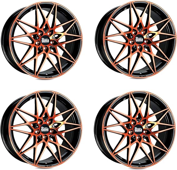 4 x 19 Zoll MAM B2 Alu Felgen schwarz Front orange lackiert für 3er E36