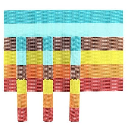 HOKIPO PVC Dining Table Kitchen Placemats (45x30 cm, Multicolour) - Pack of 4 Pieces