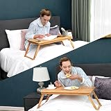 SONGMICS Bamboo Laptop Desk Foldable Bed Table 5 Angles 72x21-29x35 cm view 3