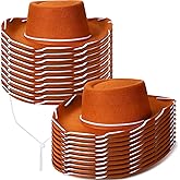 Coume 20 Pcs Children's Cowboy Hats Kids Party Cowboy Cowgirl Felt Hats for Western Halloween Birthday Costume(Brown)