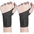 2 Pcs Ultra-Thin Wrist Brace Support for Carpal Tunnel, Pain Relief, Arthritis, Tendonitis, Elastic Wrist Wraps Right and Left Hands - Compression and Support for Fitness Enthusiasts (All Black)