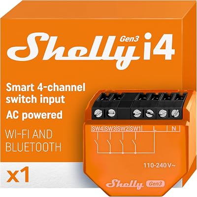 Shelly i4 Gen3 Wi-Fi 4-Input Controller 110-240V Alexa Google Home No Hub