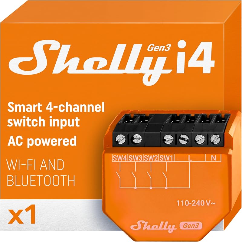 Shelly i4 Gen3 Wi-Fi 4-Input Controller 110-240V Alexa Google Home No Hub