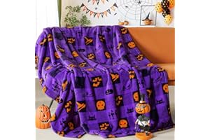 Touchat Halloween Throw Blankets, Buffalo Plaid Throw Blanket for Couch Sofa Bed, Soft Warm Fuzzy Cozy Plush Checkered Blanket, Lightweight Farmhouse Decor 50" x 60" (Halloween Pumpkin)