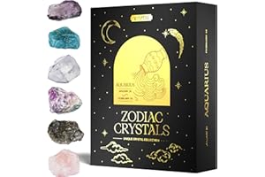 Wyspell Aquarius Crystal Set - 6 Raw Aquarius Crystals and Healing Stones - Aquarius Gifts for Women - Birthday Gifts for Women - Astrology Gifts for Women - Zodiac Crystal Set - Healing Gifts