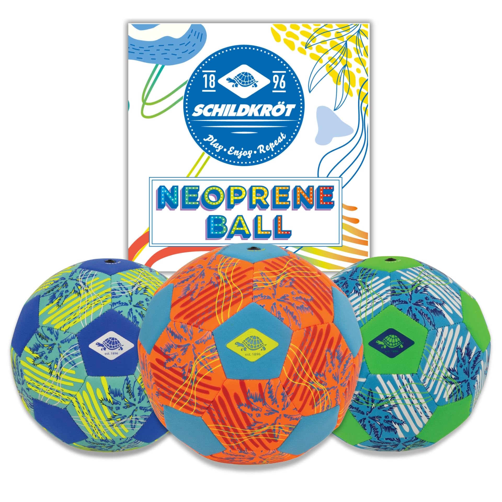 Schildkröt Neoprene Beach Soccer Ball, Size 5, Ø 21 cm, Assorted Colours, Non-Slip Textile Surface, Salt Water Resistant, 970343