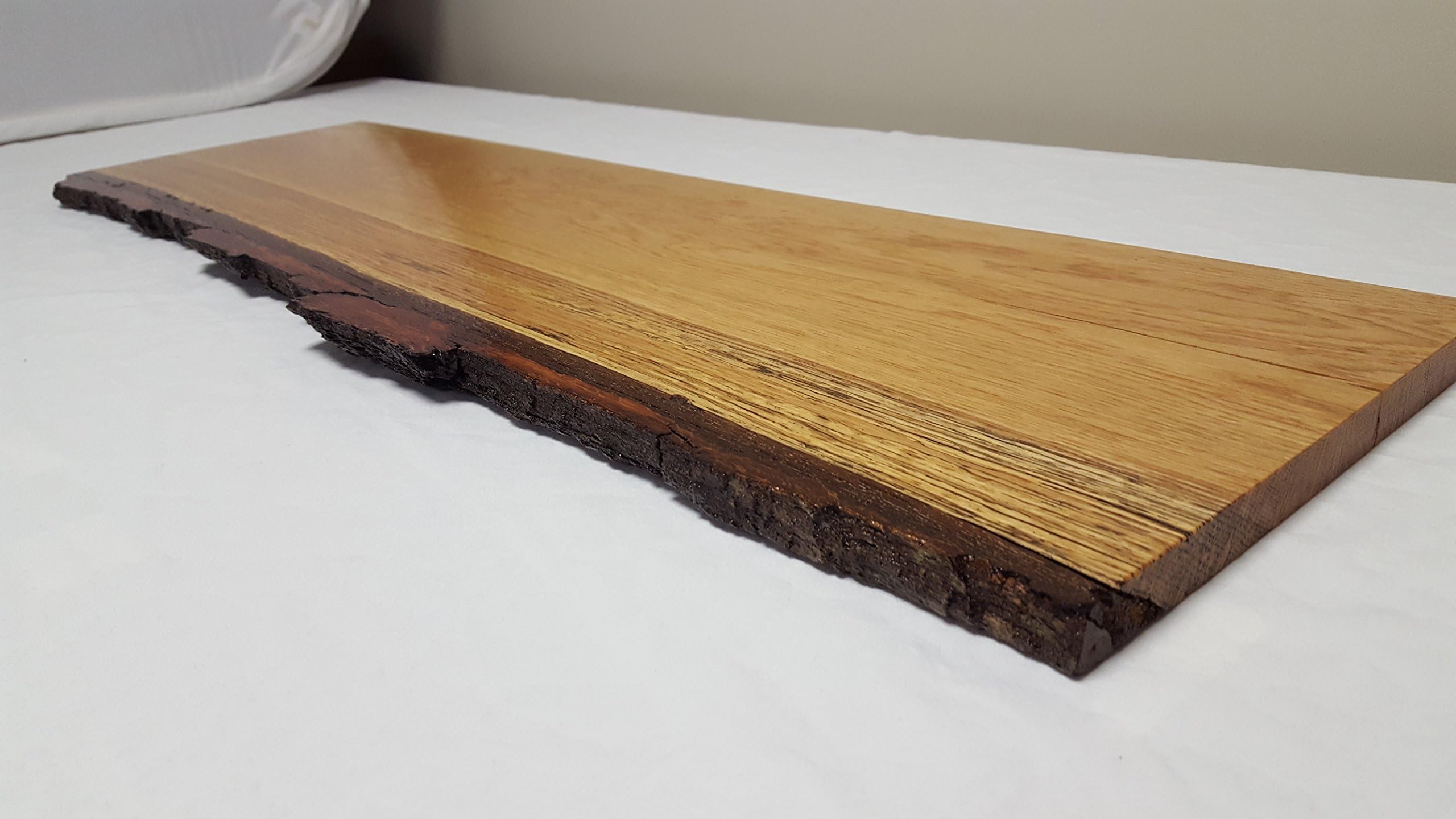 Decorative Live Edge Wall Shelf with Brackets (Oak w/bark, 36")
