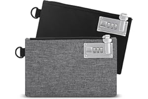 KeeKit Money Bag with Lock, 2 PCS Lockable Money Bag, 5 x 8 Inches Locking Accessories Pouch for Cash, Jewelry, Passports, Me