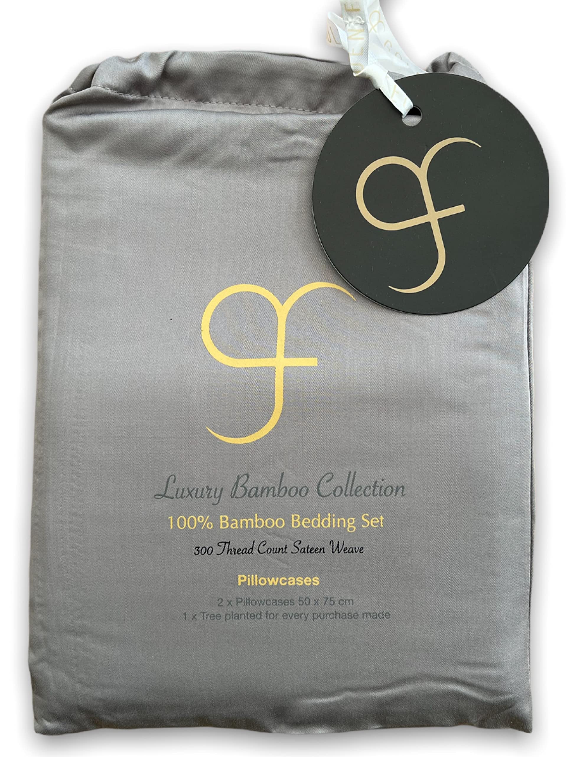GF 100% Organic Bamboo Bedding 2 x pillowcases size 50cm x 75cm 300tc Luxurious sateen weave