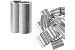 HSTECH 3/16" 20PCS Aluminum Crimping Loop Sleeve for Wire Rope, Cable Ferrule