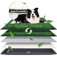 HQ4US 4LEGS Dog Grass Pad with Tray Large 34’’×23’’, Dog Potty with Ultra-Absorbent Artificial Grass for Dogs with Hemmed Edg