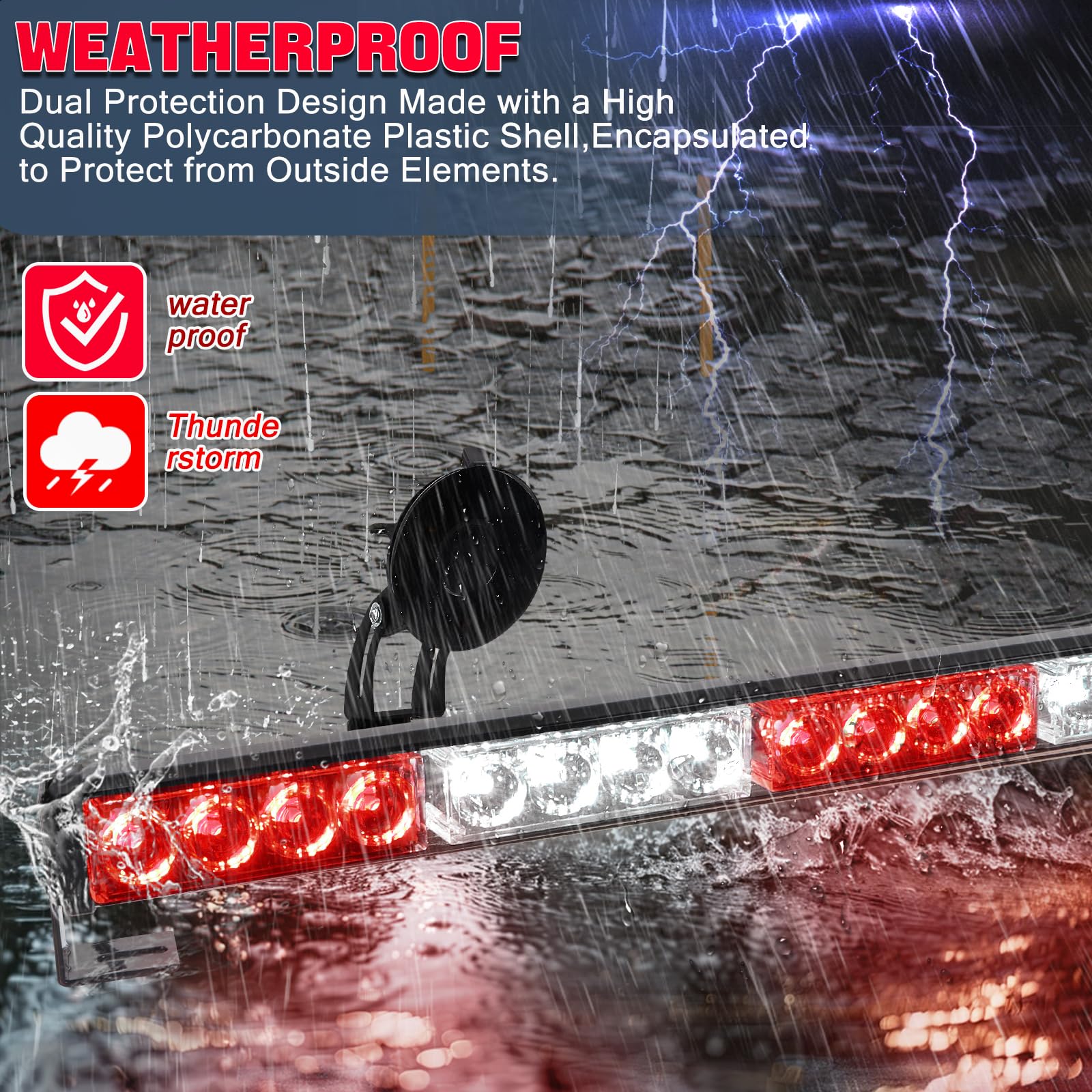 TeddyTT Emergency Strobe Firefighter Lights Bar Directional Traffic Advisor Warning Strobe Flash Emergency Fire Lights for Firefighters Vehicle Visor Lights 27 Inch 6Panel Led Remote Control White Red