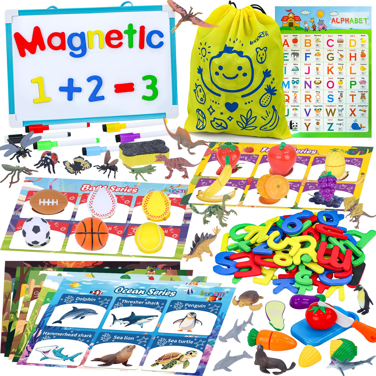 Photo 1 of Learn2M Sorting Toys for 3-5 Year Olds, 7 Themed Matching Games with Magnetic Whiteboard, Montessori Fine Motor & Writing Practice, Speech Therapy & Classroom Learning Gift