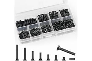 BAOCUZ 380 Pcs M3 Black Flat Head Machine Screws and Hex Nuts Kit Carbon Steel Countersunk Head Phillips Screws Bolts Assortment,M3 x 4mm/ 6mm/ 8mm/ 10mm/ 12mm/ 16mm/ 20mm