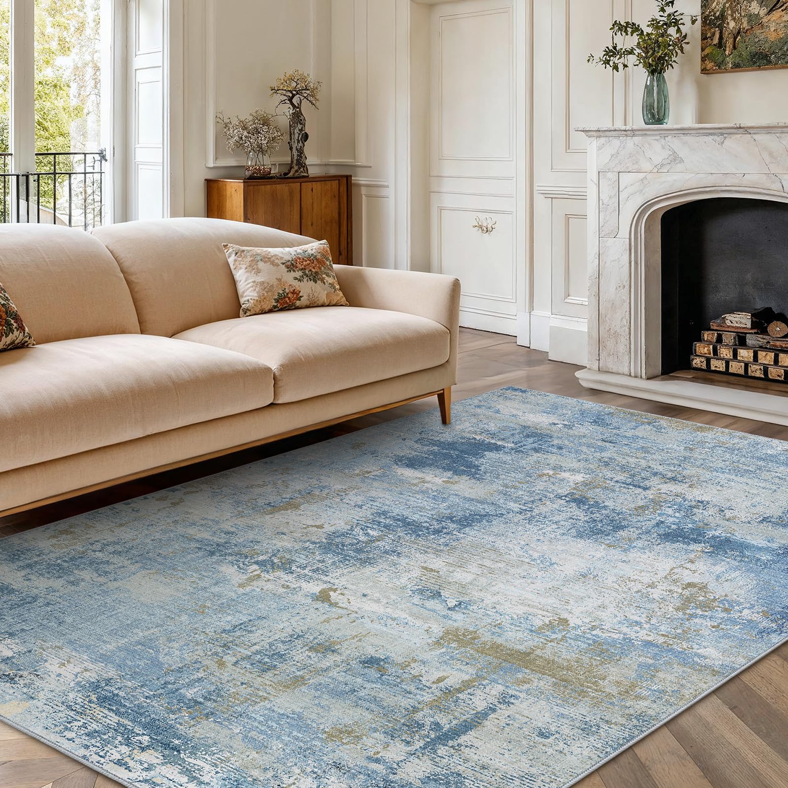 Photo 1 of *RUNNER* Rugs Modern Abstract Washable Rug with Non-Slip Backing & Low Pile Indoor Carpet for Hallway