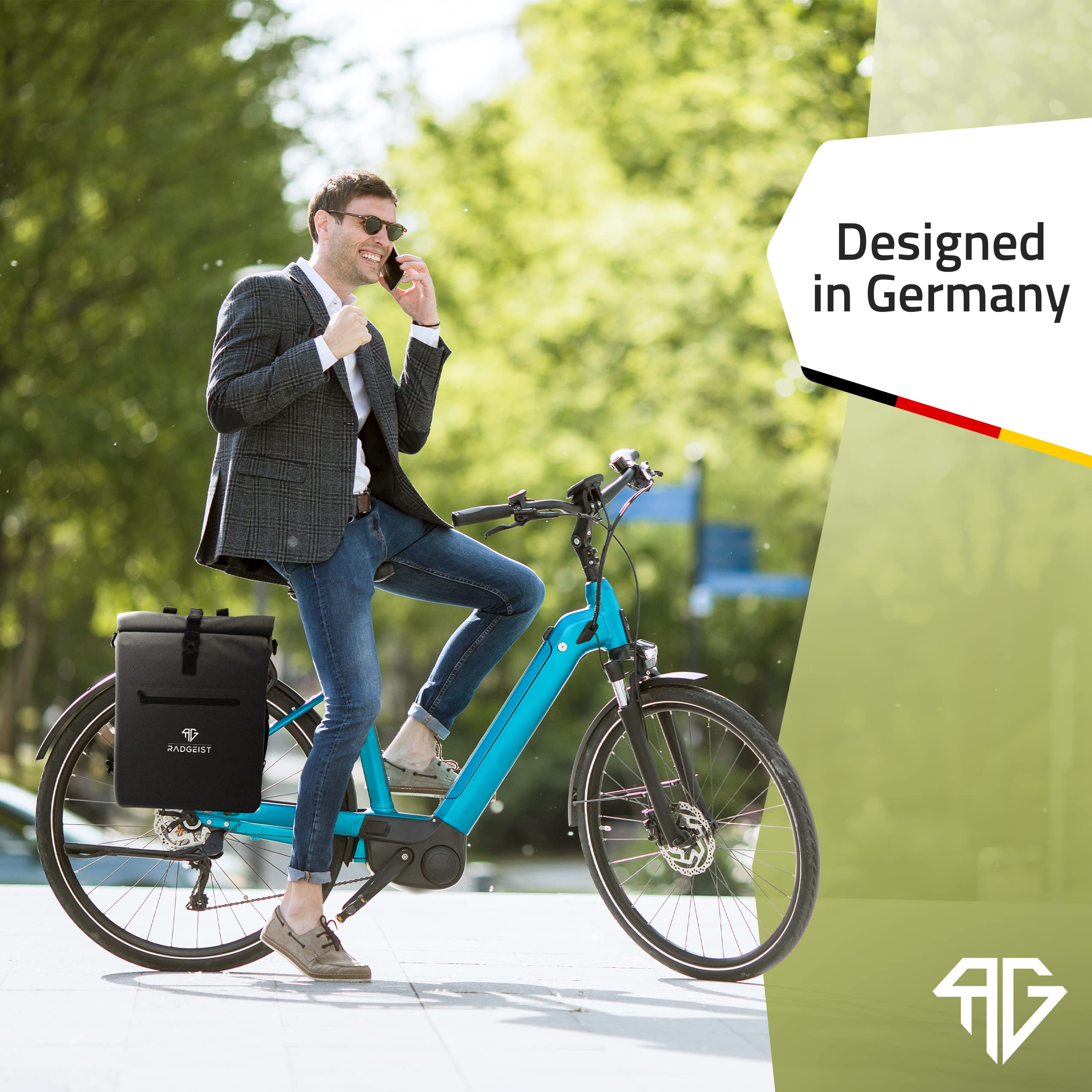 RADGEIST 3in1 Fahrradtasche für Gepäckträger - Fahrrad Rucksack - Gepäckträgertasche mit Reflektoren - Umhängetasche - mit Laptopfach - 100% wasserdichte Tasche- 25L - schwarz 3