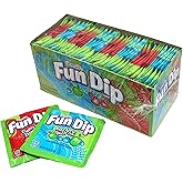 Lik-M-Aid Fun Dip Candy 48 Pack Bulk Case, 2 Flavors, Cherry Yum and Blue Razz Powder Candy