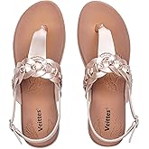 Veittes Women's Casual Flat Slide Sandals - Comfortable Slip-On with Ankle Strap,Round Open Toe lightweight Summer Beach Thong Sandals.