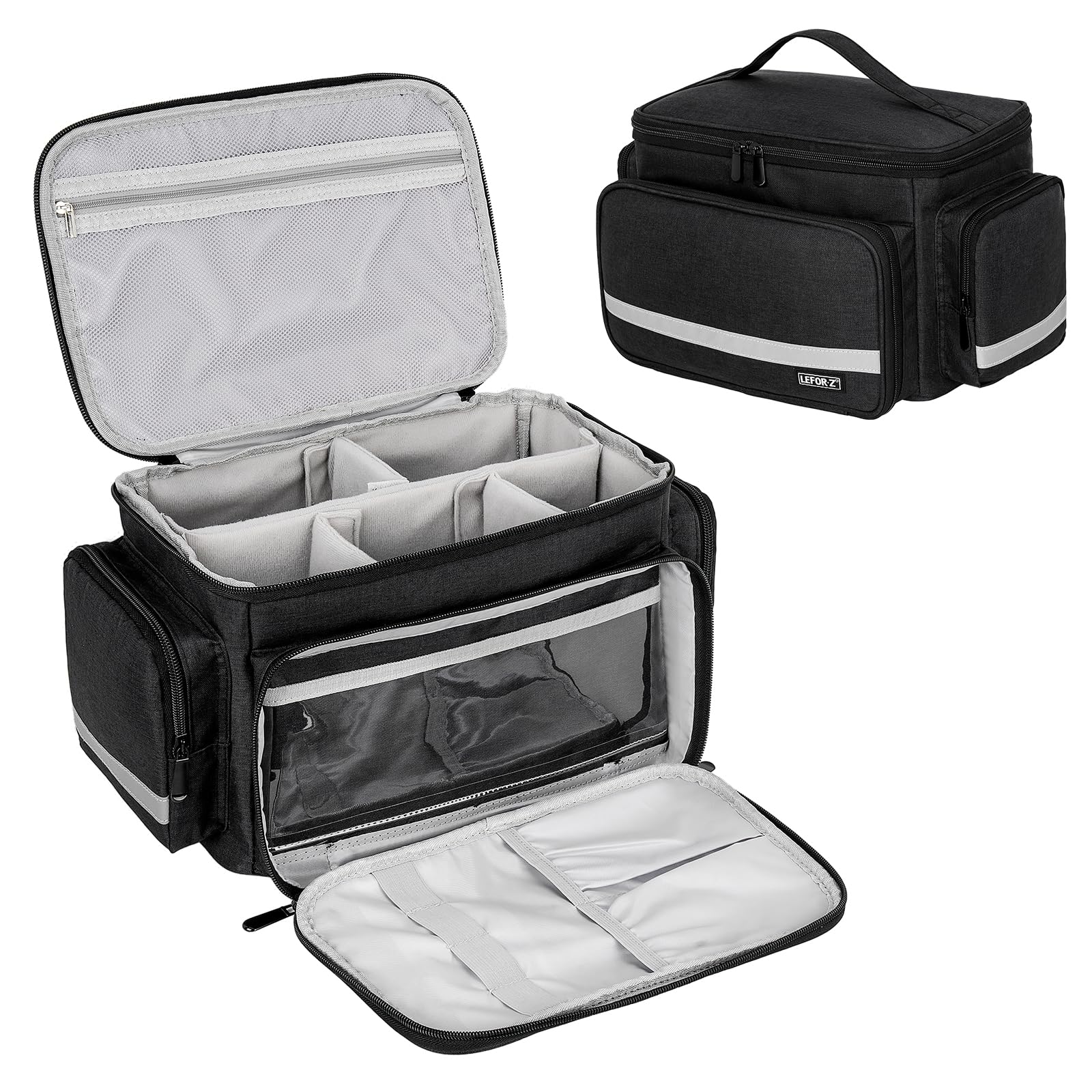 LEFOR·Z Doctors Bag,Medical Bag,Community Nurses Bag with Detachable Dividers for Home Health Care,Travel or Emergency Event,Medical Supplies Case for Nursing Student,Therapist,Doctors,Black