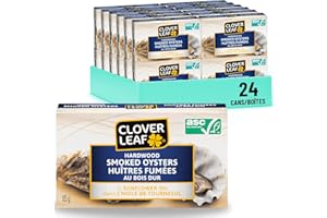 Clover Leaf Smoked Oysters In Sunflower Oil 85g, 24 Count - Canned Oysters Rich In Protein 13g Of Protein Per 65g Serving Dra