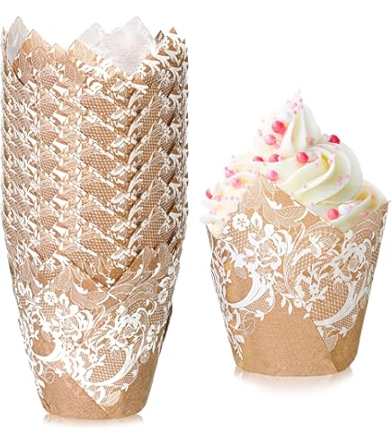 Uxcell 50-Pack Tulip Baking Cups - Orange Greaseproof Paper Cupcake & Muffin Liners