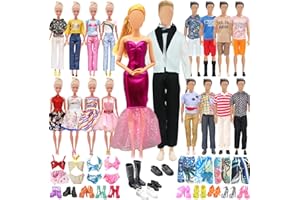 CARREUTY 27 PCS Doll Clothes and Accessories for 11.5 Inch Girl Doll and 12 Inch Boy Doll Include 7 Boy Outfits 7 Girl Outfits 3 Pair of Boy Shoes 10 Pair of Girl Shoes Random Style